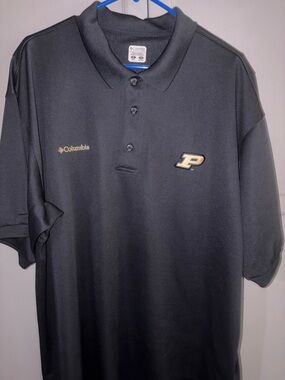 Columbia Men’s Black Polo with Gold Purdue 'P' Logo
